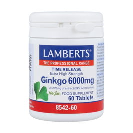 Lamberts Ginkgo Biloba 6000mg Complemento Alimenticio 60 tabletas - Memoria y Circulación