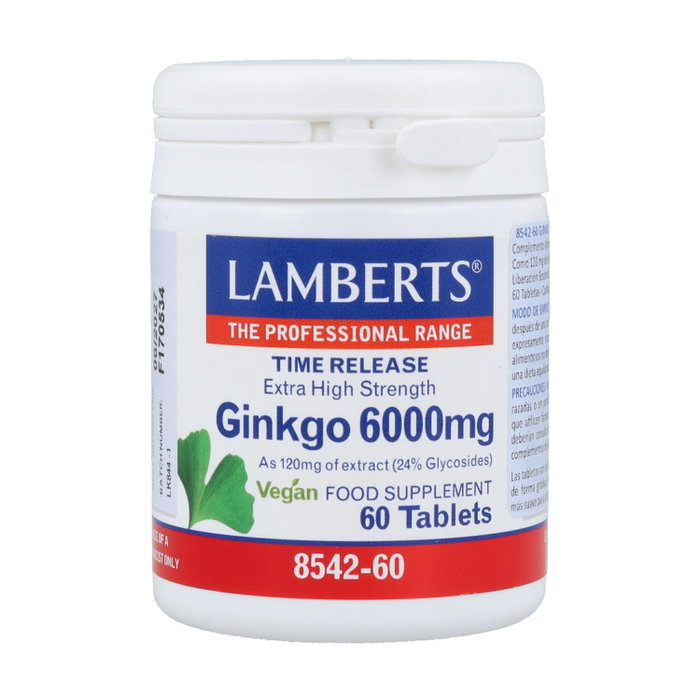 Lamberts Ginkgo Biloba 6000mg Complemento Alimenticio 60 tabletas - Memoria y Circulación Lamberts Ginkgo Biloba 6000mg Complemento Alimenticio 60 tabletas - Memoria y Circulación