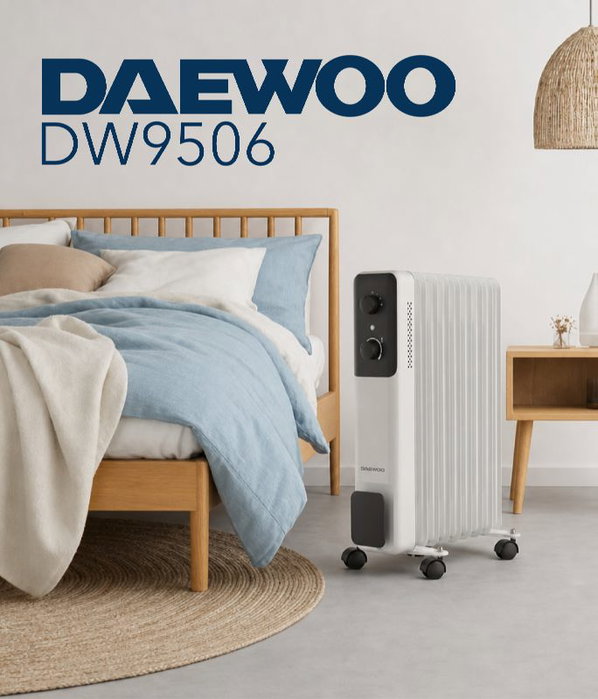 DAEWOO Radiador de aceite de 9 elementos 2000W en blanco/negro