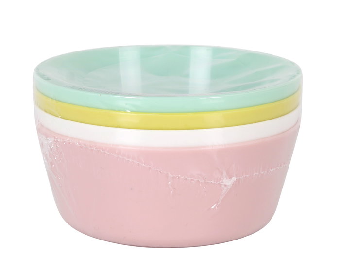 Dem Set-4 Bol Pp Pastel 12 cm (Ancho) x 5 cm (Alto) x 12 cm (Largo) (24 Unidades)