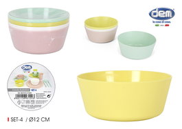 Dem Set-4 Bol Pp Pastel 12 cm (Ancho) x 5 cm (Alto) x 12 cm (Largo) (24 Unidades)