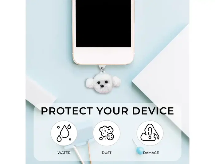 Wondee Protector de Puerto Charm Funny Tipo C Perro - Charm Decorativo y Protector Anti-Polvo para Móvil, Smartphone