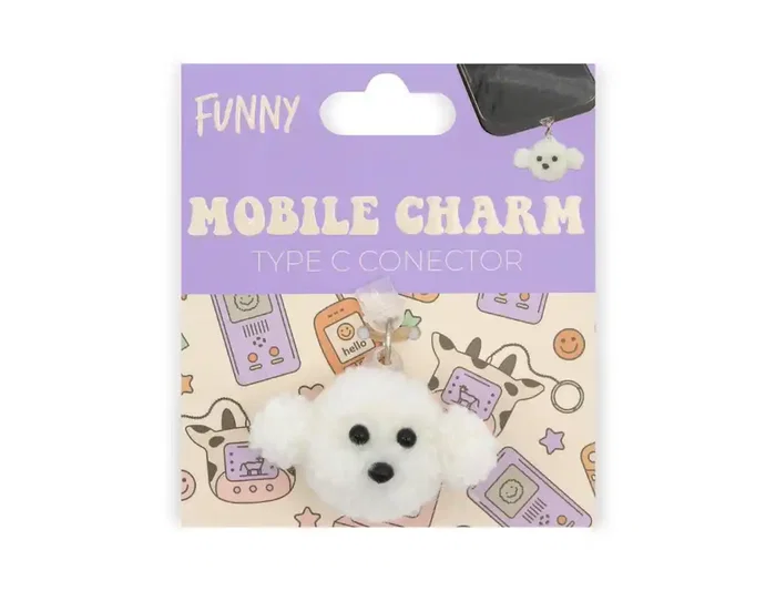 Wondee Protector de Puerto Charm Funny Tipo C Perro - Charm Decorativo y Protector Anti-Polvo para Móvil, Smartphone