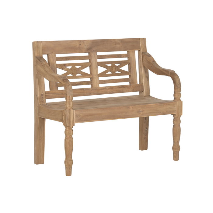 DKD Home Decor Banco de Teca Maciza 2 Plazas 100x47x90