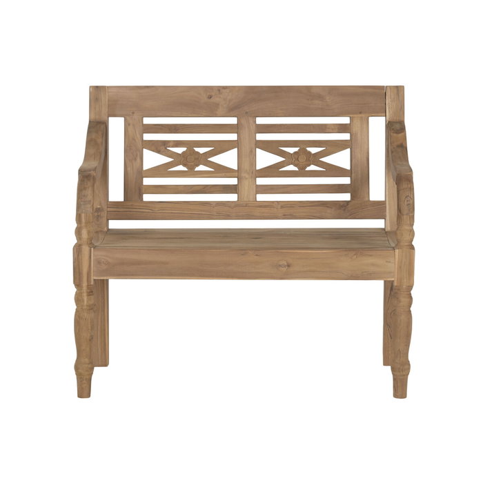 DKD Home Decor Banco de Teca Maciza 2 Plazas 100x47x90