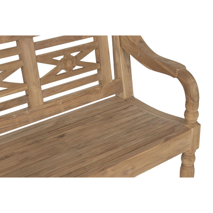 DKD Home Decor Banco de Teca Maciza 2 Plazas 100x47x90