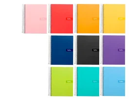 Liderpapel Cuaderno espiral Crafty A4 Tapa Forrada 80 Hojas 90 gr Cuadro 3mm Colores Surtidos