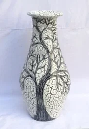 DKD Home Decor Jarrón de Cristal y Terracota Árbol Blanco 29x29x60 cm