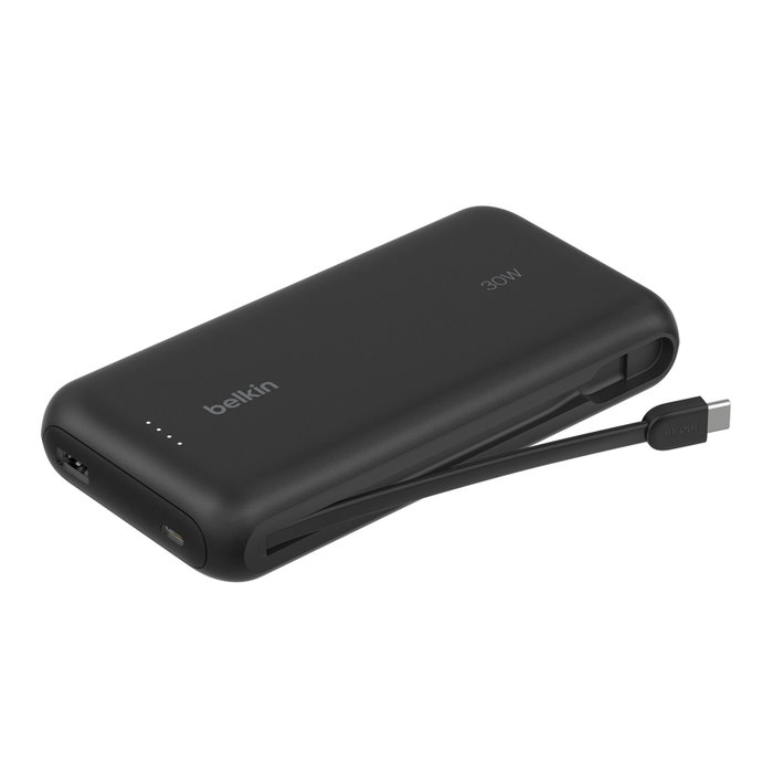 Belkin Power Bank BoostCharge 20000 mAh con Carga Rápida 30 W y Cable USB-C Integrado Negro Belkin Power Bank BoostCharge 20000 mAh con Carga Rápida 30 W y Cable USB-C Integrado Negro