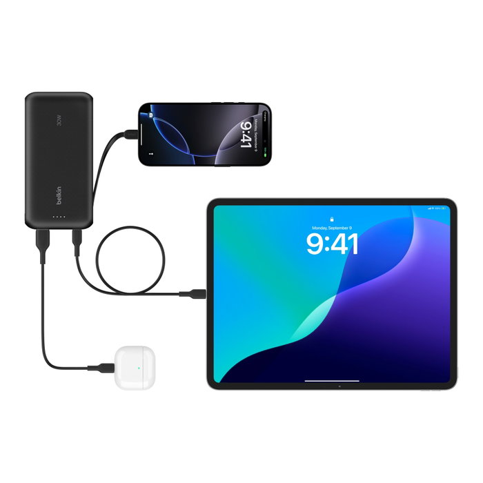Belkin Power Bank BoostCharge 20000 mAh con Carga Rápida 30 W y Cable USB-C Integrado Negro Belkin Power Bank BoostCharge 20000 mAh con Carga Rápida 30 W y Cable USB-C Integrado Negro