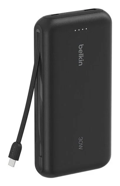 Belkin Power Bank BoostCharge 20000 mAh con Carga Rápida 30 W y Cable USB-C Integrado Negro Belkin Power Bank BoostCharge 20000 mAh con Carga Rápida 30 W y Cable USB-C Integrado Negro