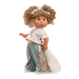 Muñeca Antonio Juan Iris Ombliguito 23314, Muñeca Fashion de 38 cm en Vinilo con Pelo Rubio Rizado, Estilo Urbano Moderno, Idioma Español, para Niñas +3 años