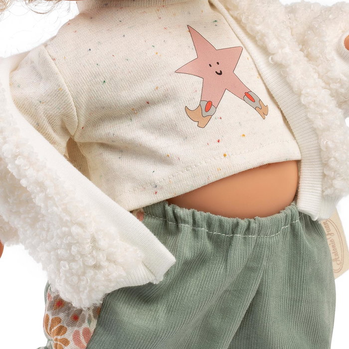 Muñeca Antonio Juan Iris Ombliguito 23314, Muñeca Fashion de 38 cm en Vinilo con Pelo Rubio Rizado, Estilo Urbano Moderno, Idioma Español, para Niñas +3 años