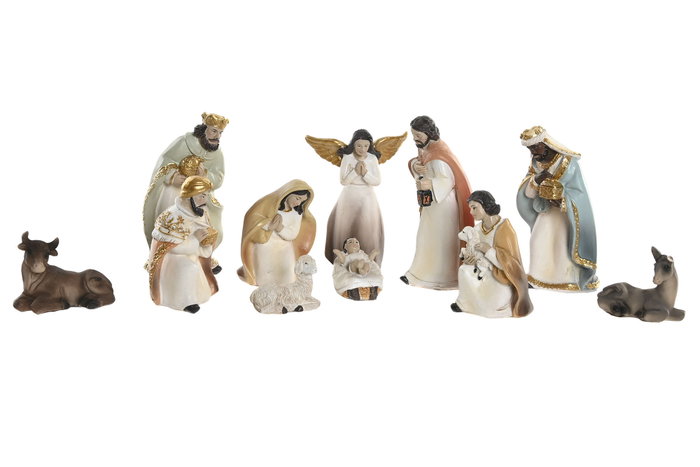 DKD Home Decor Set de Nacimiento de 11 Piezas en Resina Multicolor DKD Home Decor Set de Nacimiento de 11 Piezas en Resina Multicolor