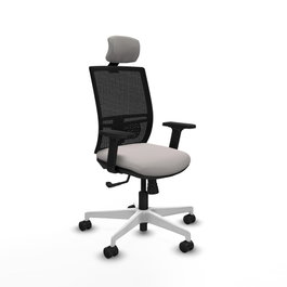 PIQUERAS Y CRESPO Silla de oficina Yunquera con mecanismo Sincro, Blanco y Negro