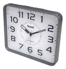 SAMI Despertador Mediano Cuadrado Plano Silencioso con Alarma y Parpadeo de Luz - Negro