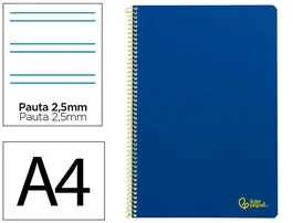 Liderpapel Cuaderno Espiral A4 Smart Tapa Blanda 80 Hojas 75gr Pauta 2,5mm Con Margen Color Azul Oscuro