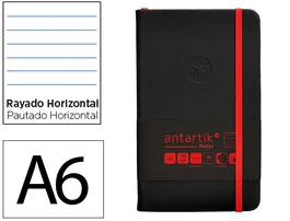Antartik Cuaderno Tapa Dura A6 Hojas Rayas Negro y Rojo 100 Hojas 80 gr FSC