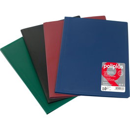 Grafoplás Carpeta Poliplás de Polipropileno Opaco con 20 Fundas Soldadas, Folio, Negro