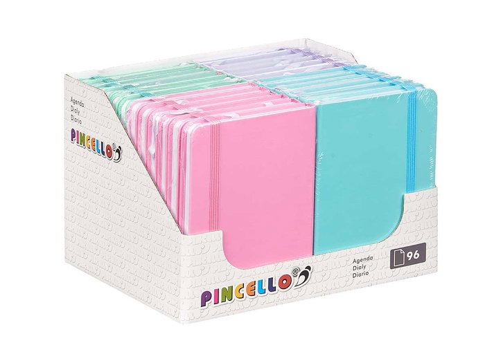 Pincello Agenda Bolsillo 96 Páginas Goma Color Pastel Surtidos 10x14x1 cm (Set de 48)