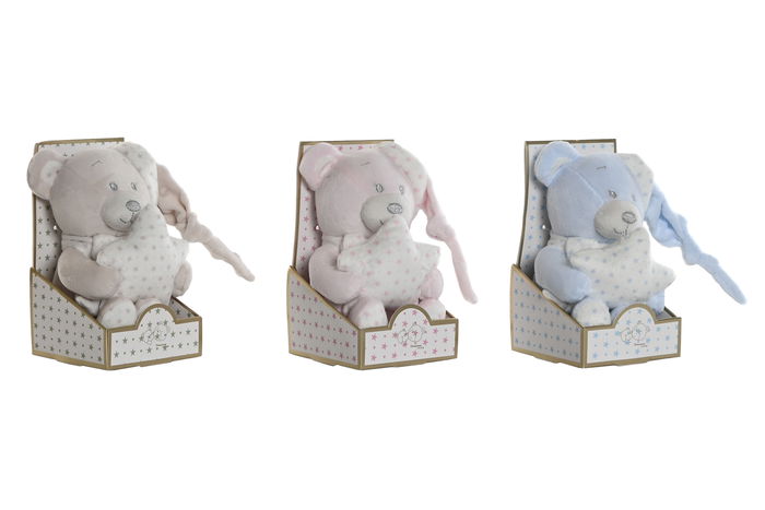 DKD Home Decor Peluche Baby Rosa Azul Poliester 10 x 15 x 20 cm (3 Unidades)