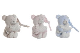 DKD Home Decor Peluche Baby Rosa Azul Poliester 10 x 15 x 20 cm (3 Unidades)