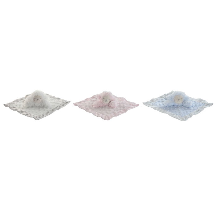 DKD Home Decor Surtido de 3 Doudous de Poliéster en Rosa, Azul y Beige