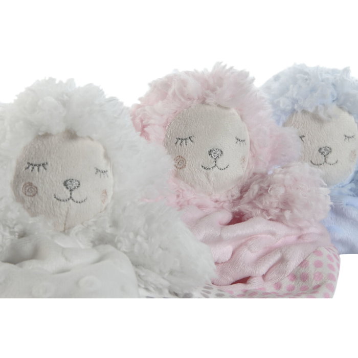 DKD Home Decor Surtido de 3 Doudous de Poliéster en Rosa, Azul y Beige