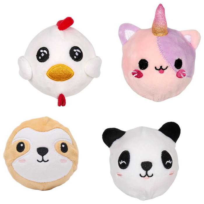 Jeux 2 momes Peluche Pelota Rebotante - Surtido de 10 modelos: tiburón, pollo, abeja, perezoso, naranja, panda, gaticornio, perro, oso, vaca