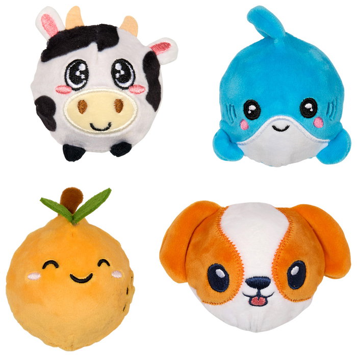 Jeux 2 momes Peluche Pelota Rebotante - Surtido de 10 modelos: tiburón, pollo, abeja, perezoso, naranja, panda, gaticornio, perro, oso, vaca