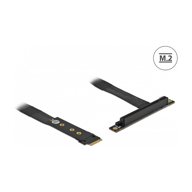 DeLOCK Adaptador M.2 Key M a PCIe x16 NVMe en ángulo con cable de 20 cm, Negro
