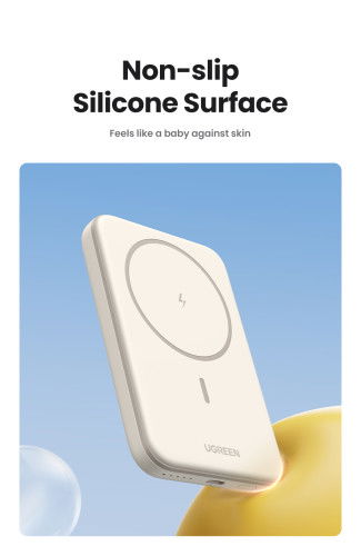 UGREEN 25208 Batería Externa 10000 mAh Cargador Inalámbrico Beige para iPhone 12-15 Series, Carga Rápida PD 20W