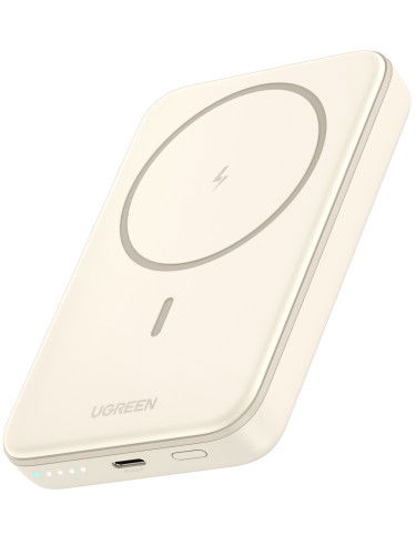 UGREEN 25208 Batería Externa 10000 mAh Cargador Inalámbrico Beige para iPhone 12-15 Series, Carga Rápida PD 20W
