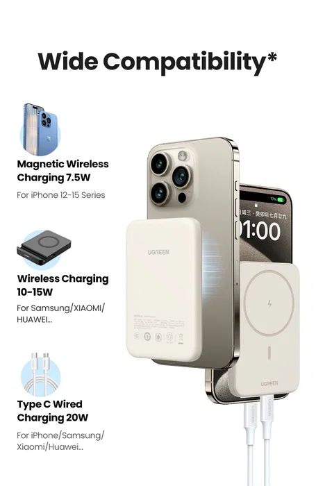 UGREEN Batería Externa Magnética 10,000 mAh 20W Beige