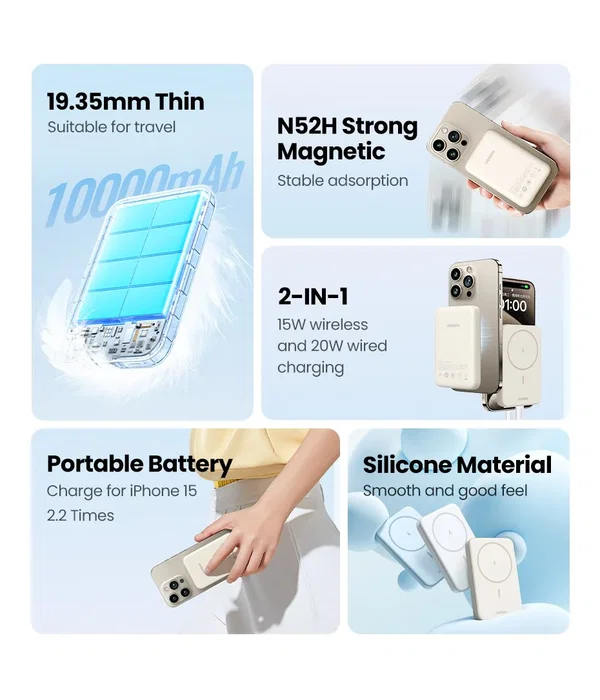 UGREEN Batería Externa Magnética 10,000 mAh 20W Beige