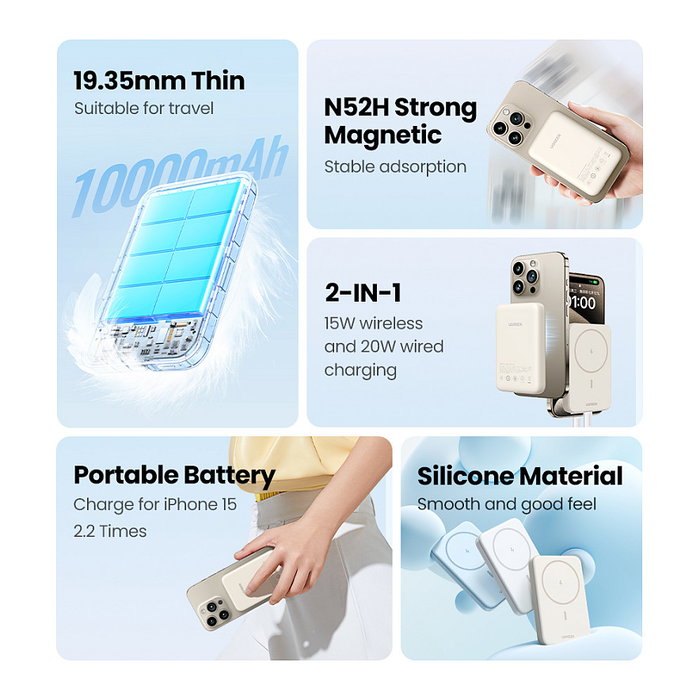 Ugreen 25208 Batería Externa MagSafe 10000mAh 20W Beige Ugreen 25208 Batería Externa MagSafe 10000mAh 20W Beige