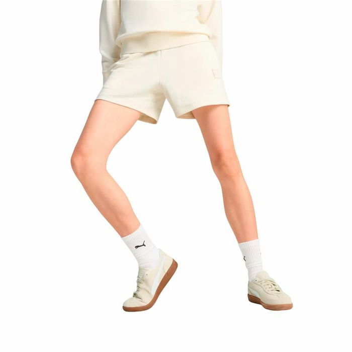 Pantalones Cortos Deportivos para Mujer Puma Essentials Elevatedd-Ris Blanco Natural
