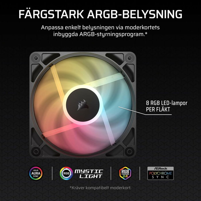 Corsair RS120-R ARGB Ventilador de Carcasa 12 cm Negro (Pack de 3)