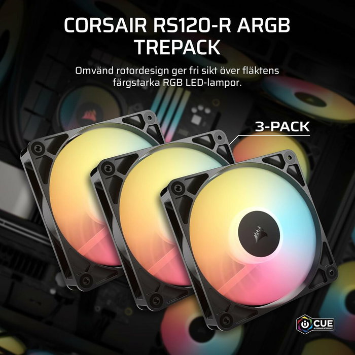 Corsair RS120-R ARGB Ventilador de Carcasa 12 cm Negro (Pack de 3)