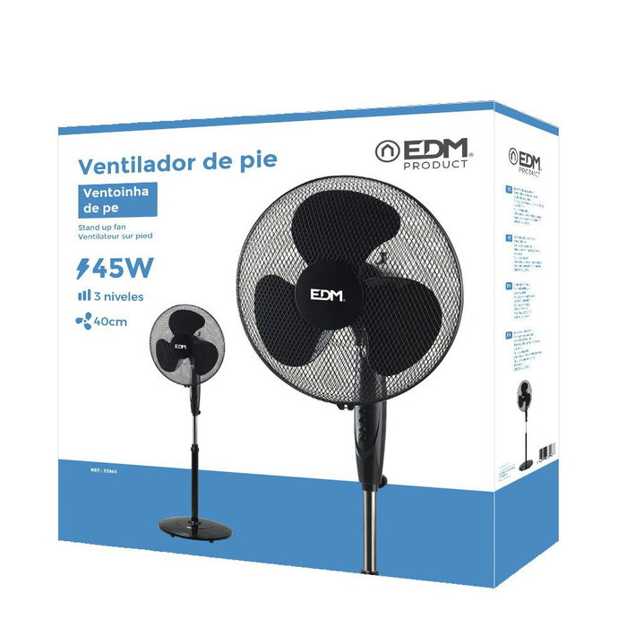 Edm Ventilador de pie base circular Negro 45W Edm Ventilador de pie base circular Negro 45W
