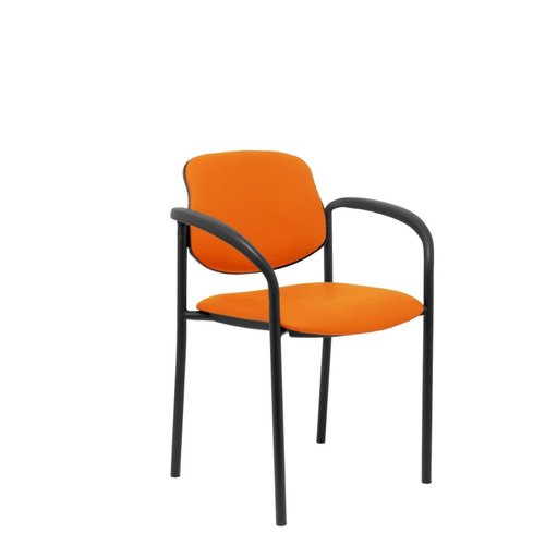 NOWY STYL Silla Styl tapizada en similpiel naranja con brazos fijos