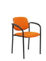 NOWY STYL Silla Styl tapizada en similpiel naranja con brazos fijos