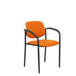 Silla Styl tapizada con Similpiel color Naranja. Brazos fijos