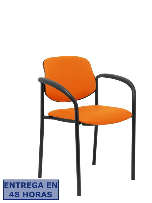 NOWY STYL Silla Styl tapizada en similpiel naranja con brazos fijos