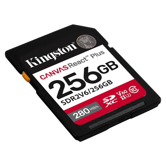 Kingston XC React+ 280R/150W Tarjeta SDXC 256GB UHS-II Velocidad Lectura 280MB/s Escritura 150MB/s V60 U3 Clase 10