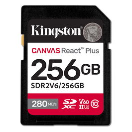 Kingston XC React+ 280R/150W Tarjeta SDXC 256GB UHS-II Velocidad Lectura 280MB/s Escritura 150MB/s V60 U3 Clase 10