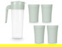Leknes Set Jarra y 4 Vasos Verde 1.4L | Vasos 400ml | Plástico PP | 14x24.7x10 cm (Set de 24)