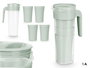 Leknes Set Jarra y 4 Vasos Verde 1.4L | Vasos 400ml | Plástico PP | 14x24.7x10 cm (Set de 24)
