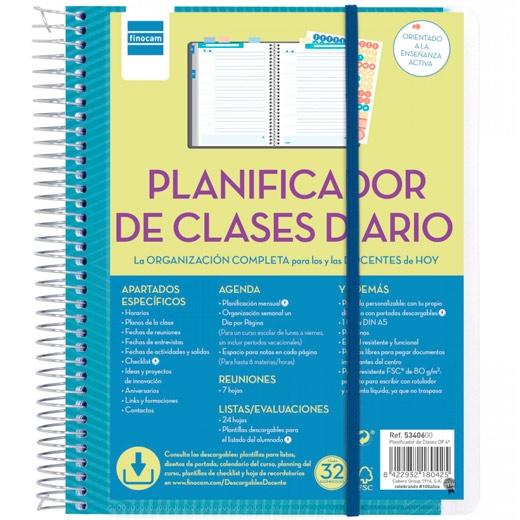 Finocam Planificador de Clases Docente Diario 1 Día Página Azul Grande Finocam Planificador de Clases Docente Diario 1 Día Página Azul Grande