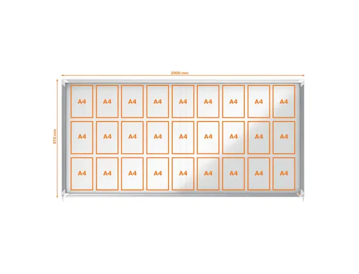 Nobo Vitrina de Anuncios Premium Plus Magnética con Puerta Corredera 27 x DIN A4 997x2072x54 mm
